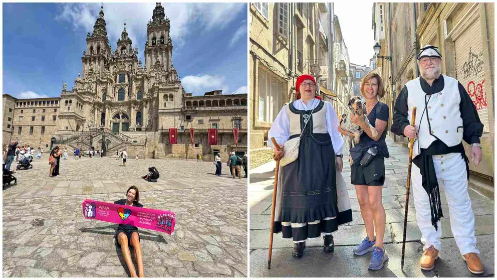 La presidenta de la Asociación Navarra de Autismo, Amaya Áriz, a su llegada a Santiago de Compostela. ANA