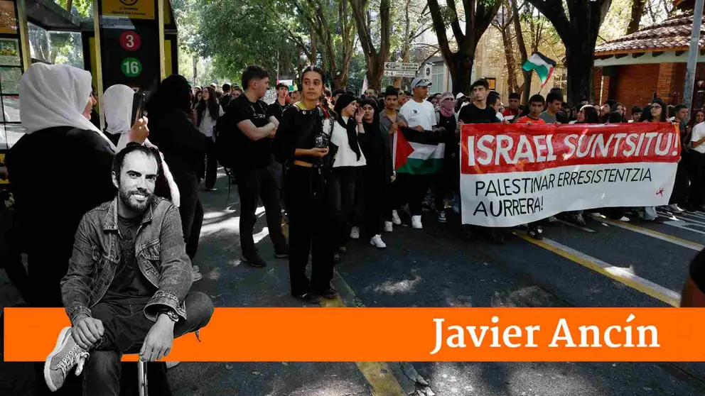 pancarta apoyada y aplaudida por la presidenta Chivite en sus redes sociales. EFE/ Jesus Diges