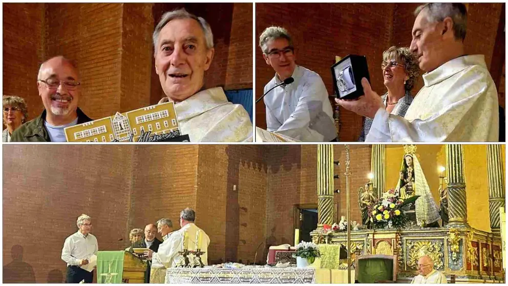 Agustín Villanueva, párroco de Andosilla, urante el homenaje que le tributaron sus feligreses este domingo. CEDIDA