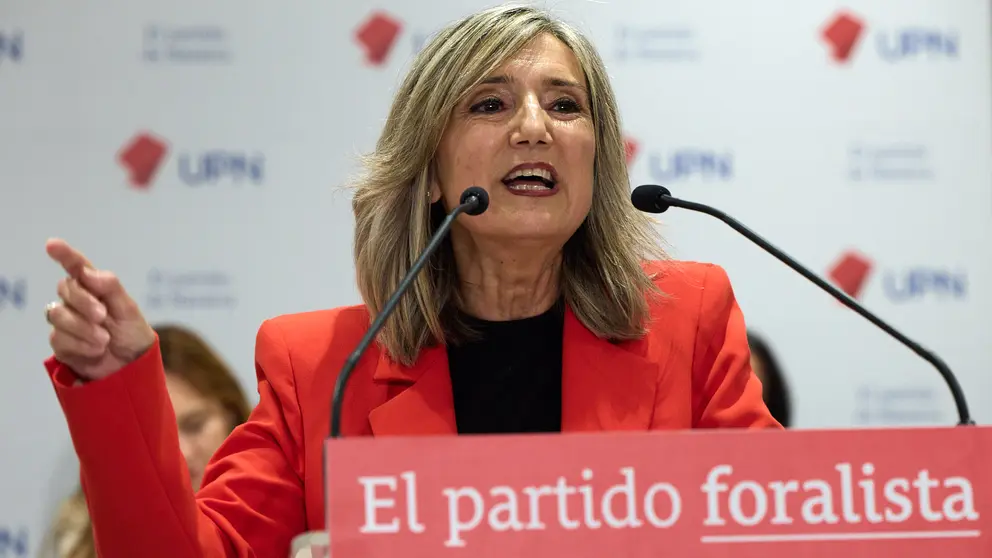La presidenta de UPN, Cristina Ibarrola, interviene en la apertura del Consejo Político del partido. IÑIGO ALZUGARAY