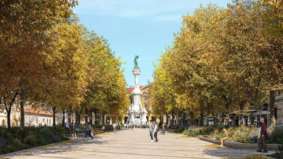 Recreación de cómo quedará el nuevo paseo de sarasate. AYUNTAMIENTO DE PAMPLONA