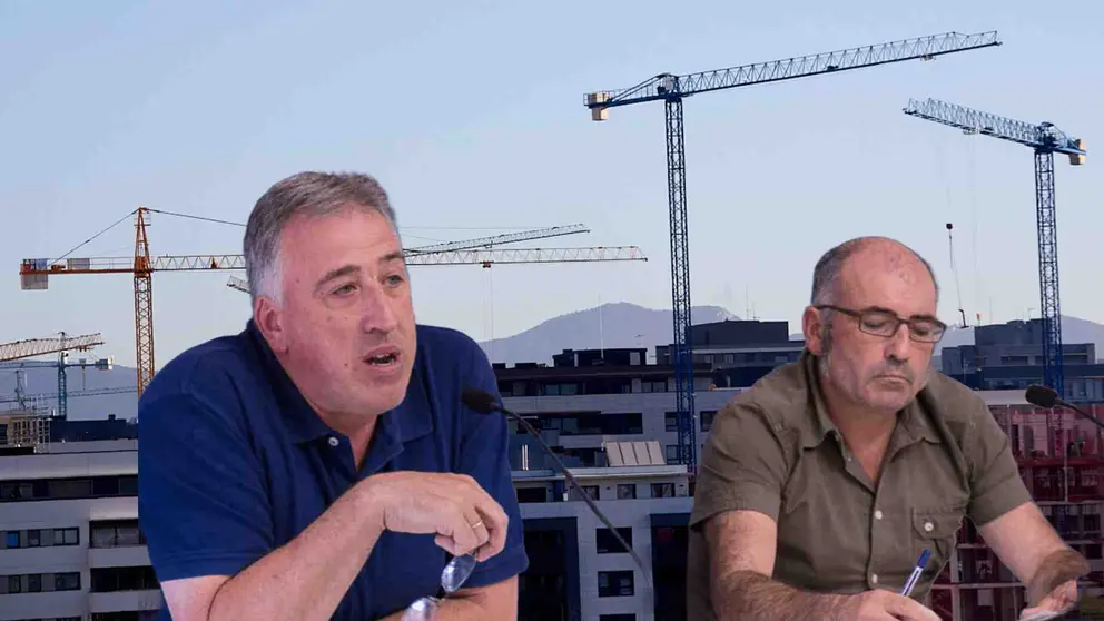 Fotomontaje de Asirón Abaurrea sobre edificios en construcción en Pamplona.