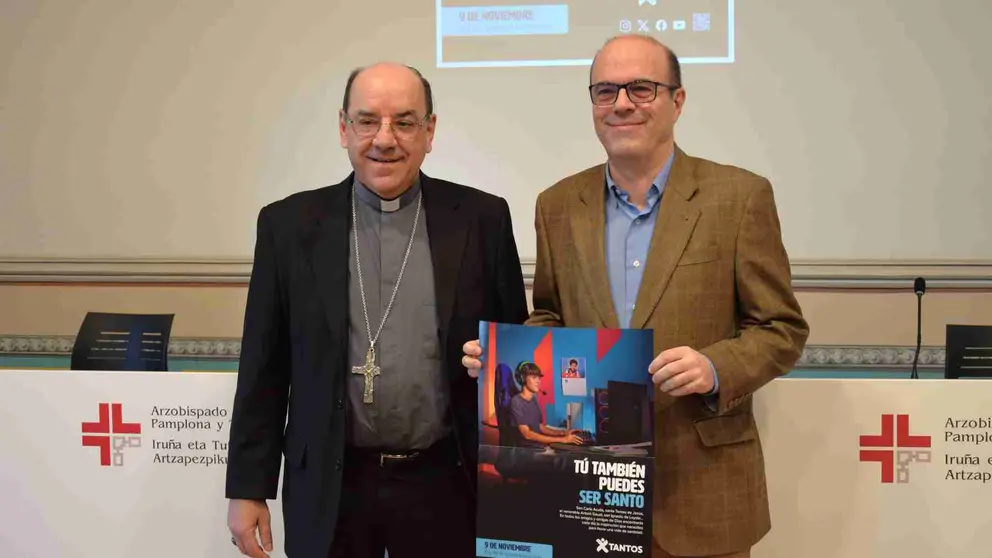 El arzobispod e Pamplona y Tudela,  Monseñor Florencio Roselló, y el ecónomo diocesano, Jorge Irurzun. IGLESIA NAVARRA