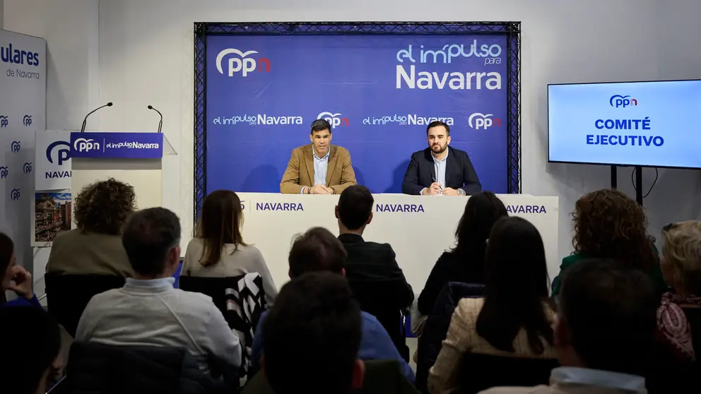 El presidente del PP de Navarra, Javier García, preside la reunión del Comité Ejecutivo del PPN donde propondrá a Eva Gorri como vicesecretaria de Organización del partido. PABLO LASAOSA