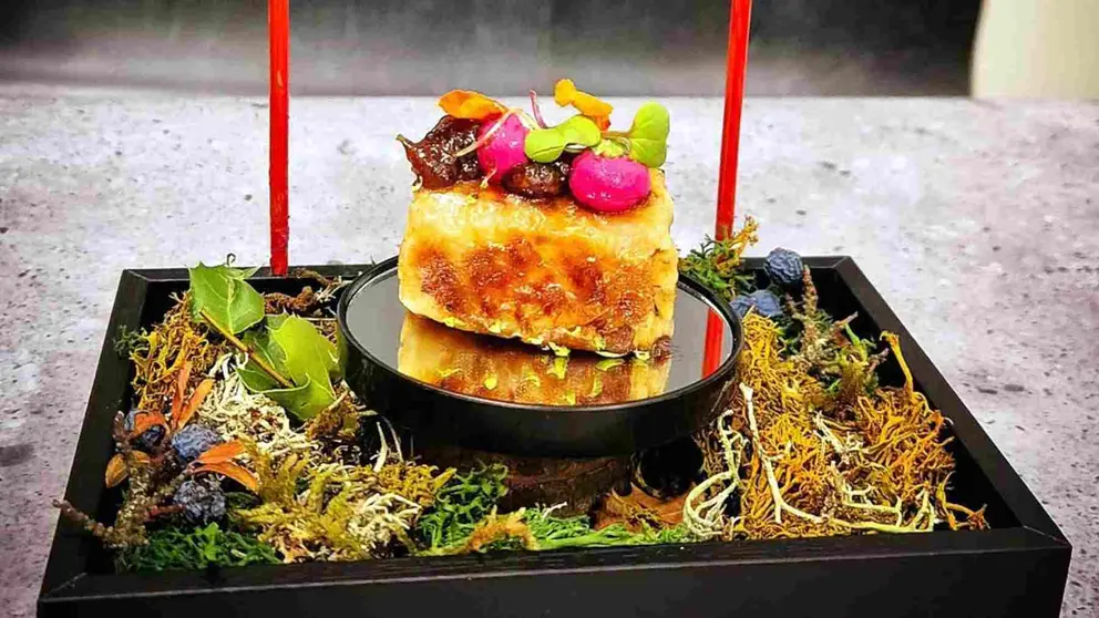 Arima, el pincho creado por Iban Garín que se ha impuesto en el Concurso Internacional del Pincho Medieval, organizada por la Red de Ciudades y Villas Medievales. IBAN GARÍN / INSTAGRAM