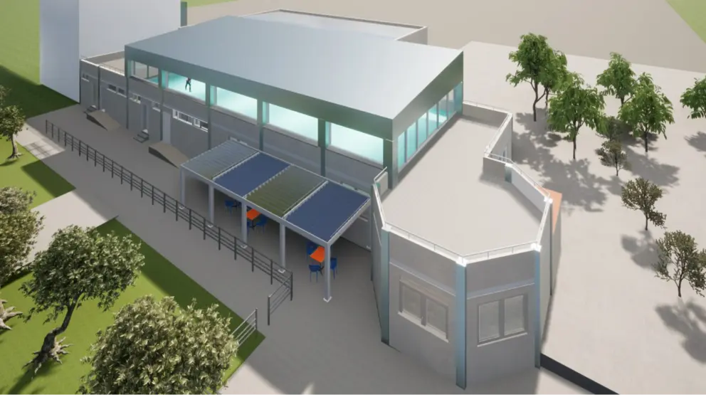 Recreación digital del gimnasio de Fustiñana. AYUNTAMIENTO DE FUSTIÑANA