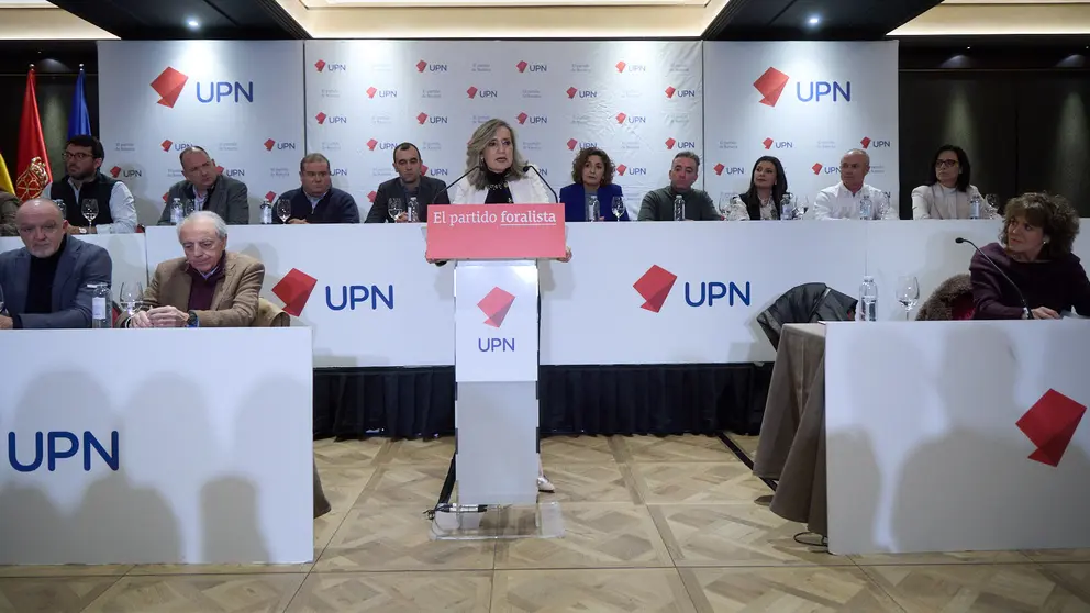La presidenta del partido, Cristina Ibarrola, interviene al inicio de la reunión del Consejo Político de UPN. IÑIGO ALZUGARAY