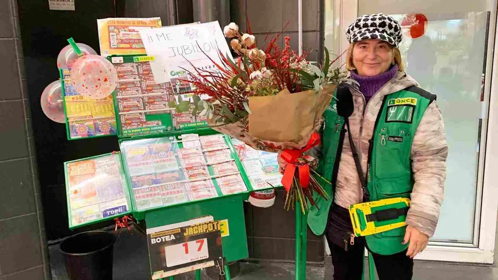 Esmeralda López en su último día de trabajo en el Mercado del Ensanche de Pamplona. Navarra.com