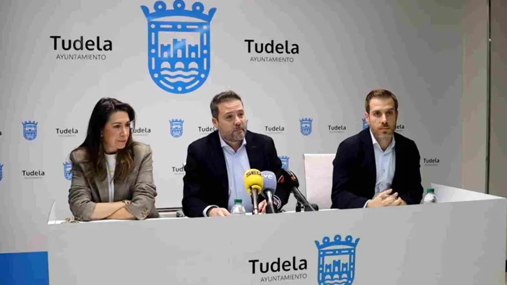 Alejandro toquero durante la rueda de prensa. AYUNTAMIENTO DE TUDELA