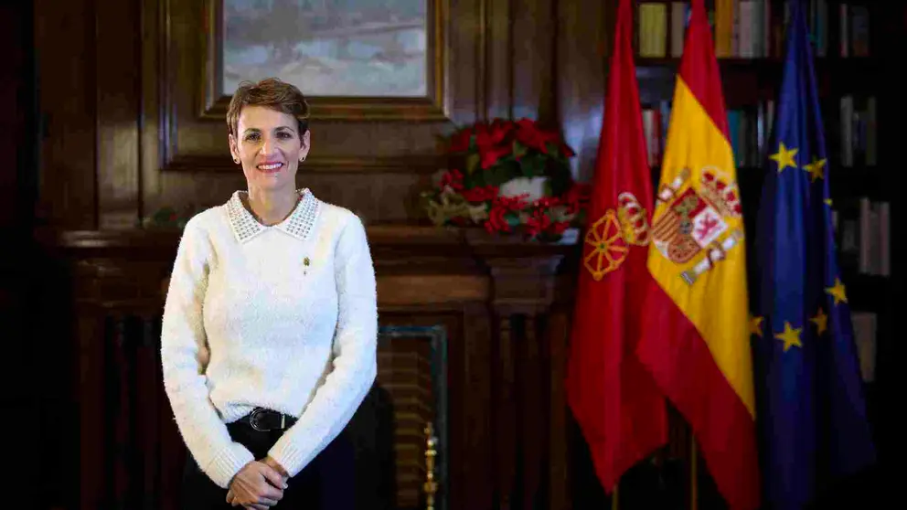 Mar&iacute;a Chivite en su tradicional discurso de fin de a&ntilde;o. GOBIERNO DE NAVARRA
