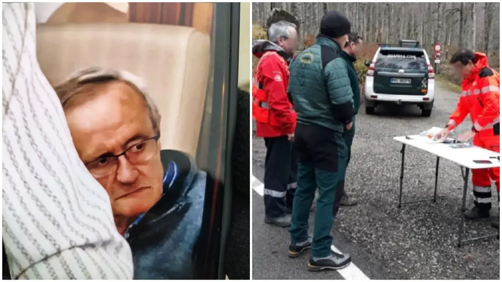 Fotomontaje con una fotograf&iacute;a del desaparecido y otra de un dispositivo de b&uacute;squeda.