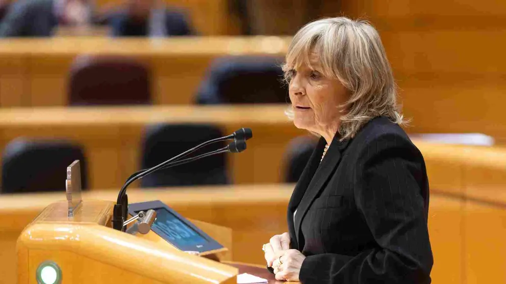 La senadora de UPN Mar&iacute;&shy;a Caballero durante el pleno extraordinario sobre el caos ferroviario. EUROPA PRESS