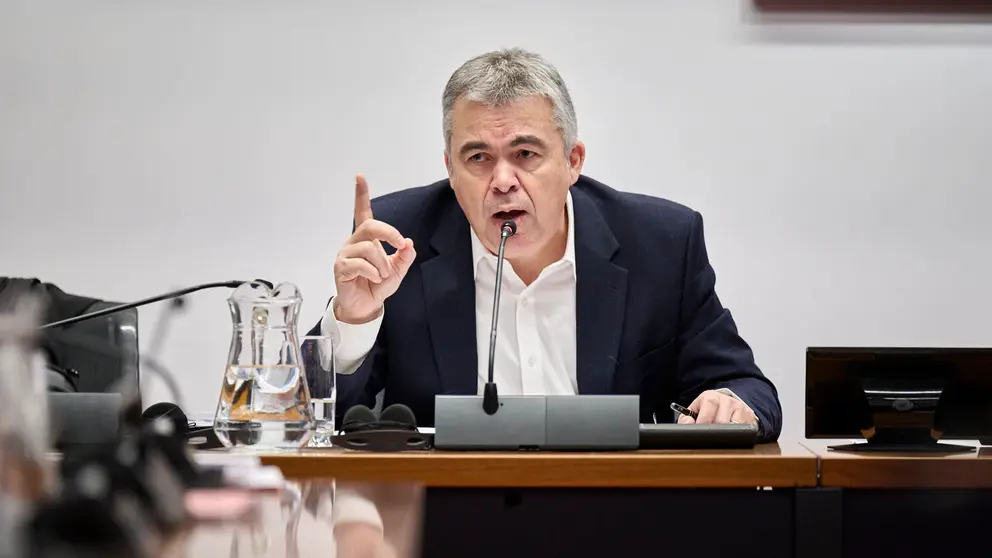 Santos Cerd&aacute;n declara ante la Comisi&oacute;n de Investigaci&oacute;n del Parlamento de Navarra por la adjudicaci&oacute;n de las obras de Velate. PABLO LASAOSA