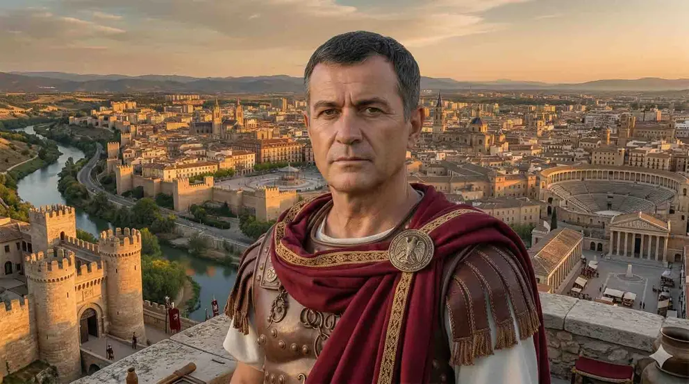 Recreaci&oacute;n aproximada de una imagen de Pompeyo, fundador de Pamplona.