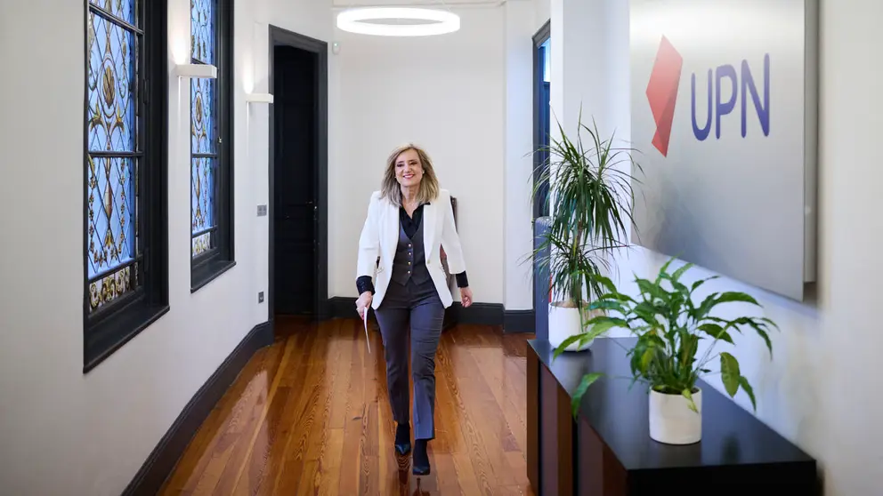 La presidenta de UPN, Cristina Ibarrola, valora cuestiones de actualidad pol&iacute;tica y parlamentaria. PABLO LASAOSA