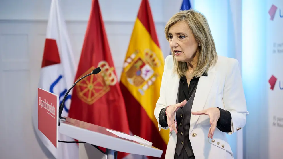 La presidenta de UPN, Cristina Ibarrola, valora cuestiones de actualidad pol&iacute;tica y parlamentaria. PABLO LASAOSA
