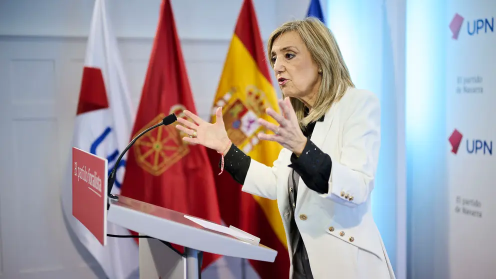 La presidenta de UPN, Cristina Ibarrola, valora cuestiones de actualidad pol&iacute;tica y parlamentaria. PABLO LASAOSA