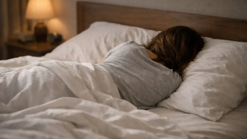 Imagen generada con Inteligencia Artificial de una mujer durmiendo en su cama. CHAT GPT