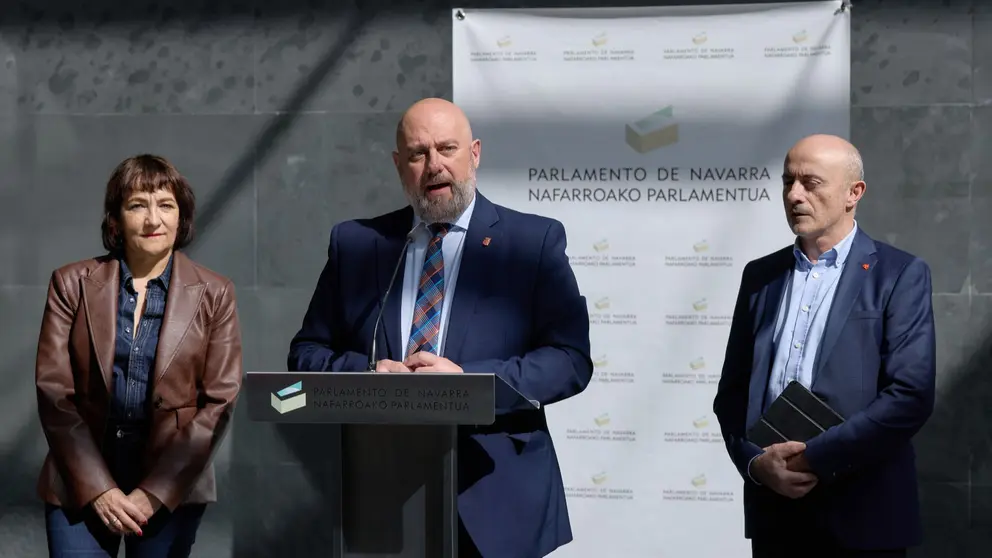 El consejero de Hacienda, Jos&eacute; Luis Arasti, en la presentaci&oacute;n del acuerdo. GOBIERNO DE NAVARRA