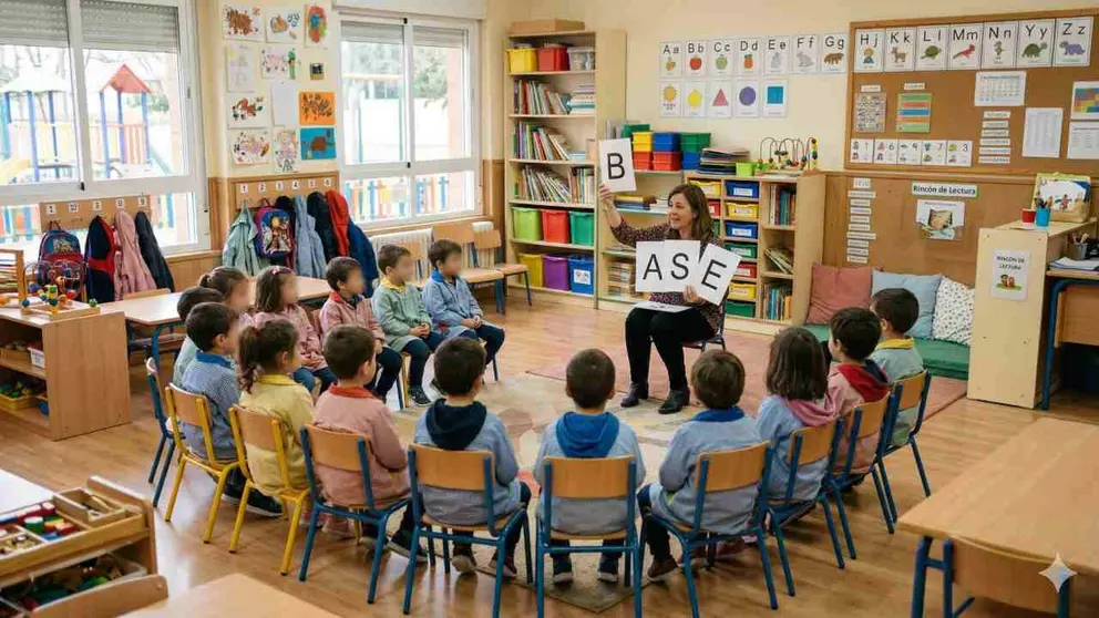 Aula de segundo de Infantil de un colegio, con ni&ntilde;os de cuatro a&ntilde;os.