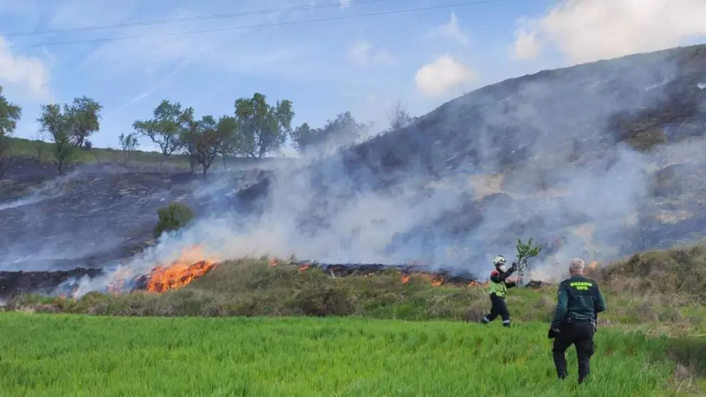 Guardia Civil y bomberos act&uacute;an en la extinci&oacute;n del incendio