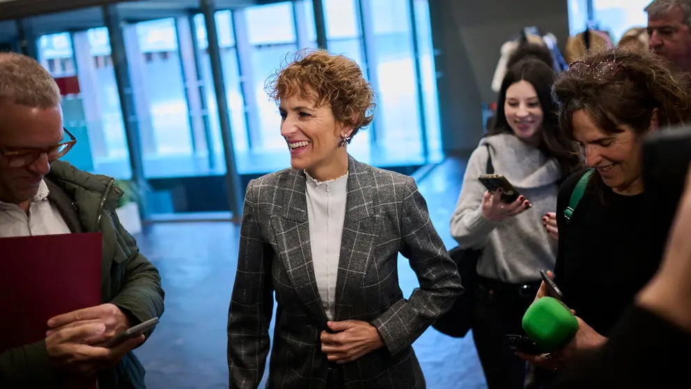 La presidenta de Navarra, Mar&iacute;a Chivite, preside el acto de homenaje a las personas empleadas de la Administraci&oacute;n Foral de Navarra jubiladas o fallecidas en 2025. PABLO LASAOSA