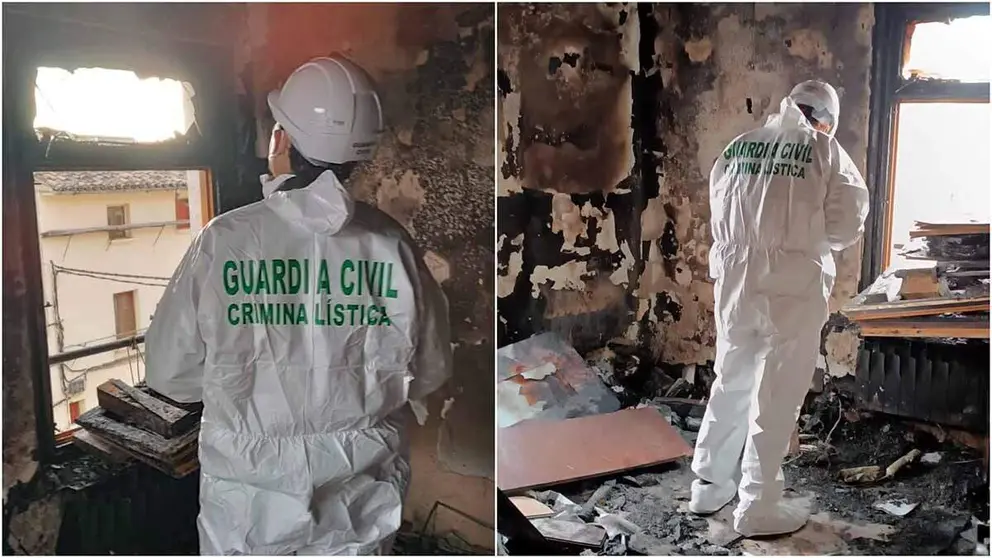 Im&aacute;genes de una de las viviendas afectadas por el incendio de Lodosa.