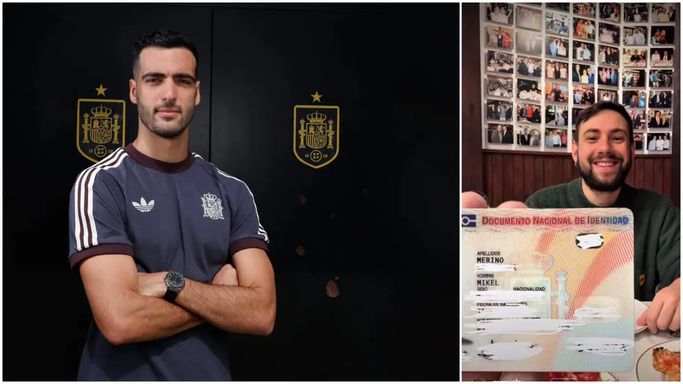 Mikel Merino, a la izquierda. A la derecha, el chico que se llama igual que &eacute;l con su DNI.