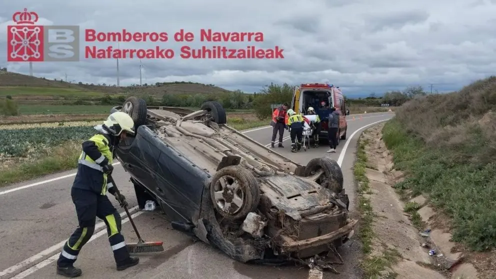 Imagen del accidente en Ablitas. POLIC&Iacute;A FORAL