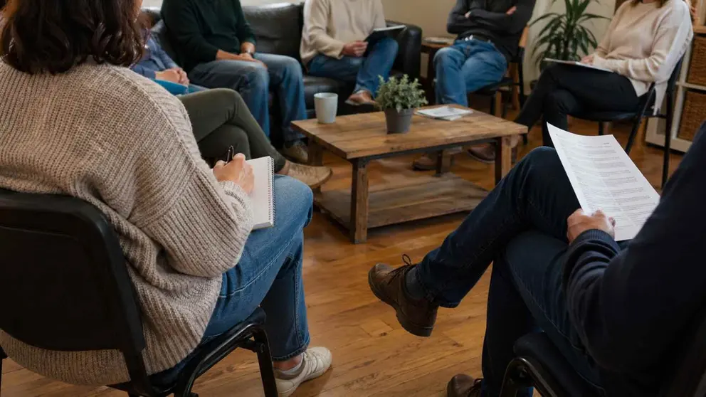 Imagen generada con Inteligencia Artificial de una reuni&oacute;n de vecinos. CHAT GPT