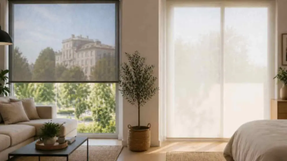 Un estor screen y un estor trasl&uacute;cido.