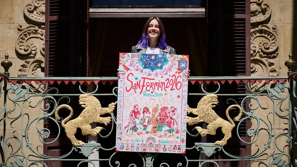 Marta Garatea, autora del cartel de las fiestas de San Ferm&iacute;n 2026. PABLO LASAOSA