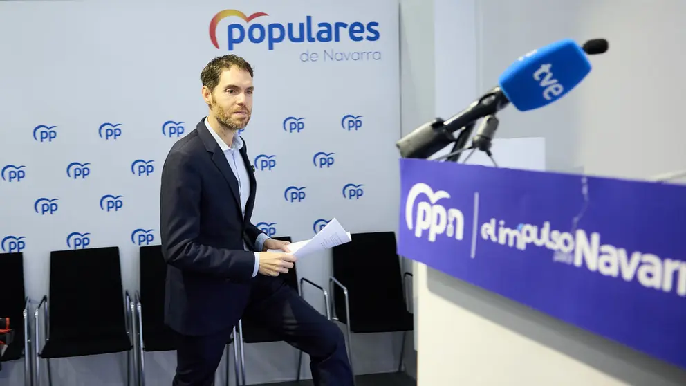 Rueda de prensa del secretario general del PPN y diputado por Navarra, Sergio Sayas. I&Ntilde;IGO ALZUGARAY