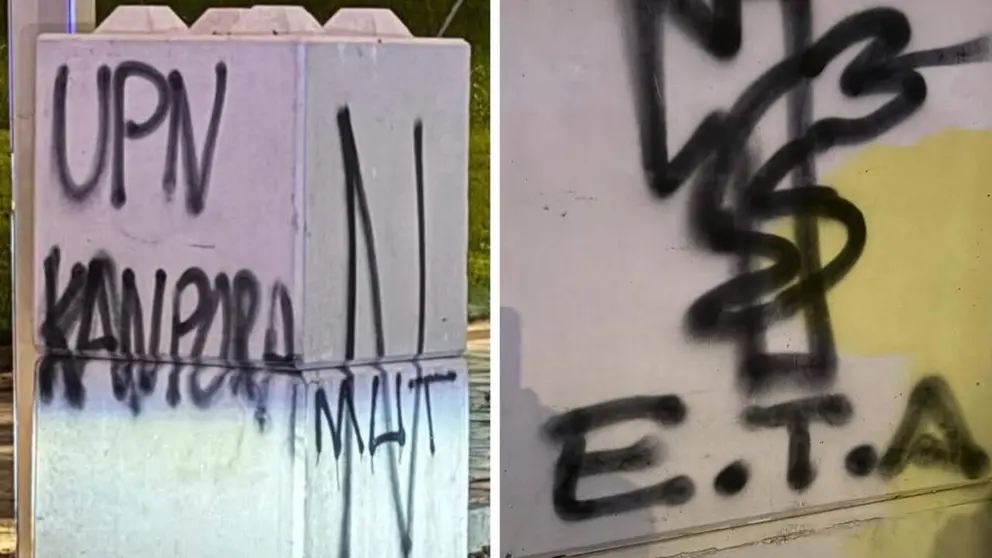Imagen de las pintadas aparecidas en Sarriguren. @UPN_NAVARRA EN X