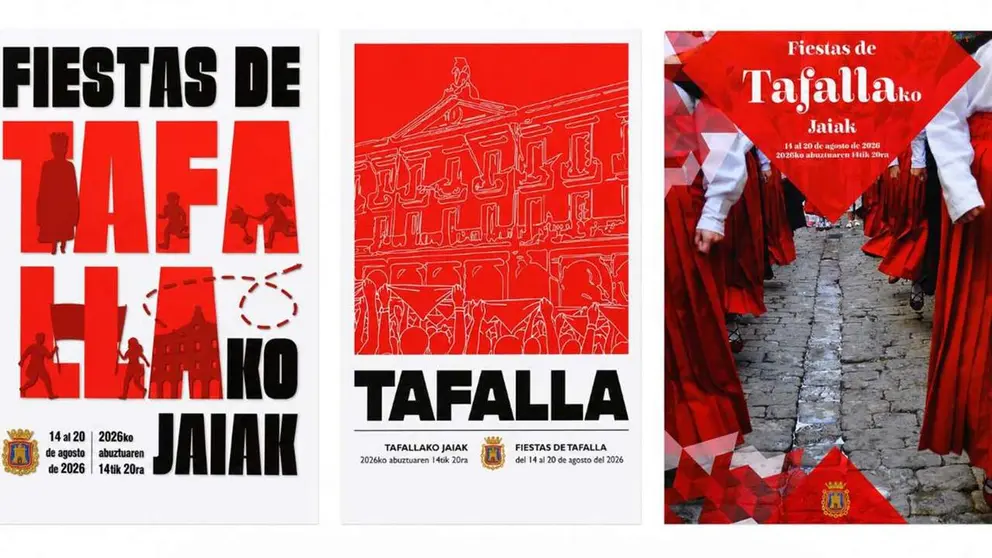 Los tres carteles elegidos para las fiestas de Tafalla.
