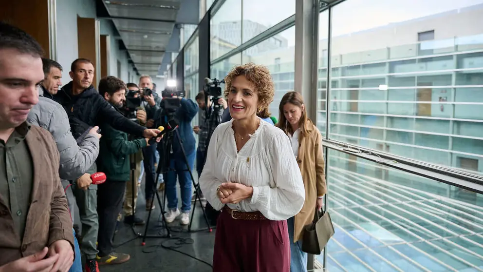 Comparecencia de Mar&iacute;a Chivite, presidenta del Ejecutivo foral durante la comisi&oacute;n de investigaci&oacute;n del Parlamento de Navarra sobre licitaci&oacute;n y adjudicaci&oacute;n de obras p&uacute;blicas del Gobierno de Navarra. PABLO LASAOSA