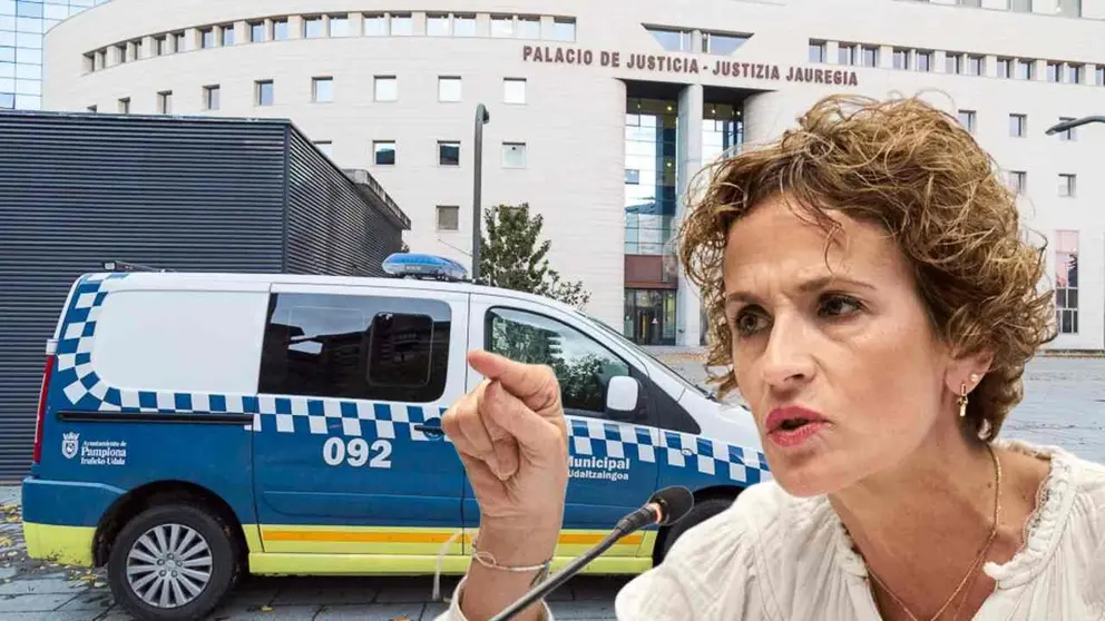 Fotomontaje de Mar&iacute;a Chivite sobre una imagen de la Audiencia Provincial de Navarra.
