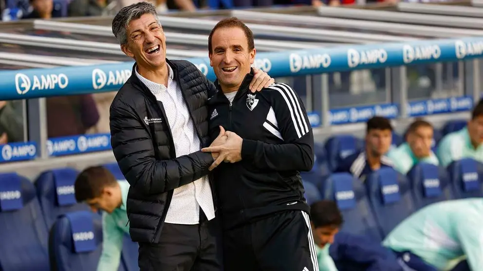 Imanol Alguacil y Jagoba Arrasate antes de un partido de LaLiga. ARCHIVO