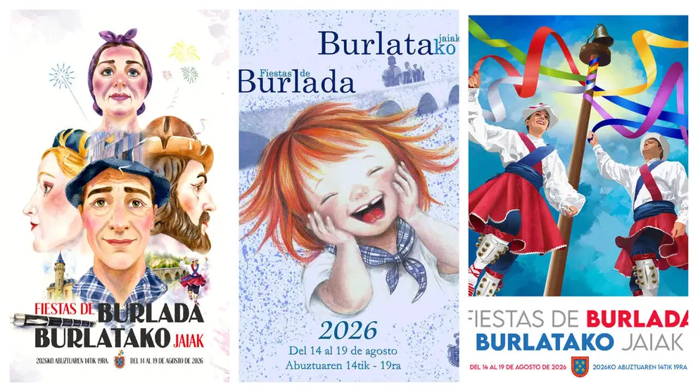 Carteles finalistas para la votaci&oacute;n popular de las fiestas de Burlada