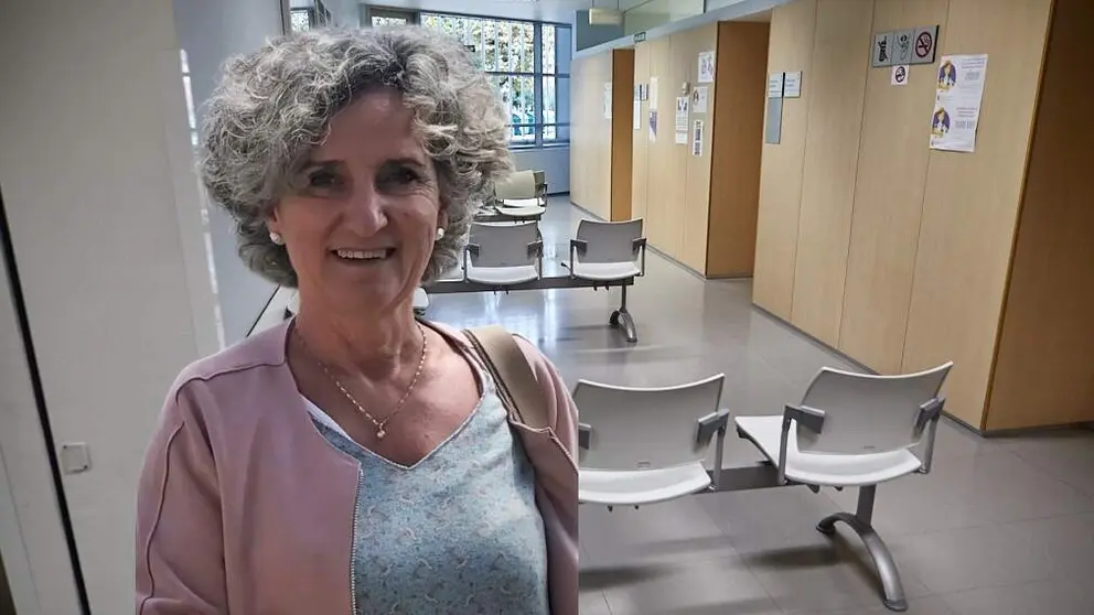 Fotomontaje con una imagen de Susana Miranda sobre otra de una sala de espera en un centro de salud. NAVARRA.COM