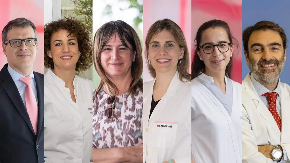 De izquierda a derecha, los profesionales reconocidos en la segunda edici&oacute;n del Reconocimiento Experiencia del Paciente: F&eacute;lix Astillero Gonz&aacute;lez del Campo, Sandra Iturralde Esteban, Marian Jurado L&oacute;pez, Laura Mu&ntilde;oz S&aacute;a, Beatriz Ruiz Pedraza y &Aacute;lvaro Ruiz Zambrana.  CL&Iacute;NICA UNIVERSIDAD DE NAVARRA