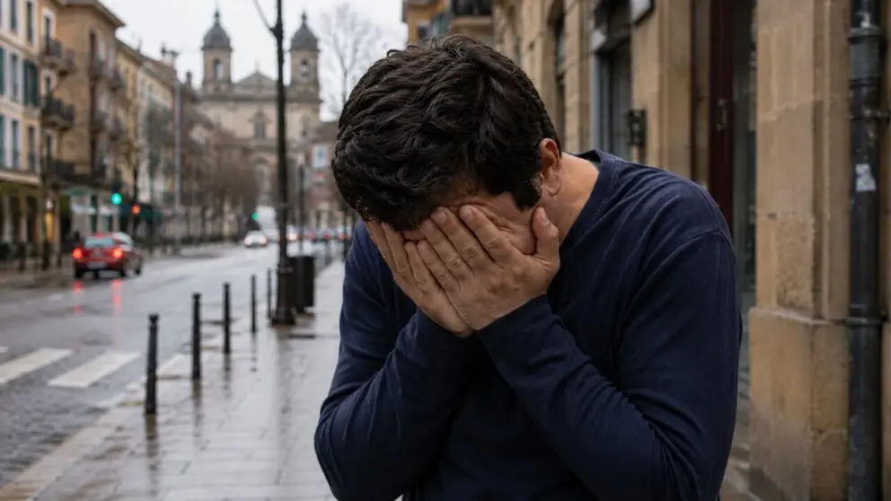 Imagen generada con IA de un hombre tap&aacute;ndose la cara. CHAT GPT