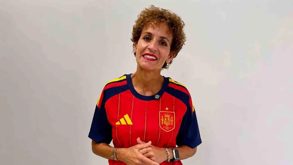 Mar&iacute;a Chivite, en un momento de su v&iacute;deo de apoyo a Espa&ntilde;a.