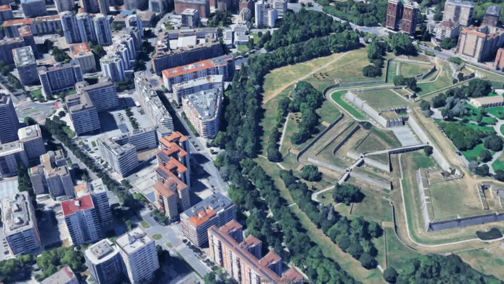 Vista a&eacute;rea de la Vuelta del Castillo. AYUNTAMIENTO DE PAMPLONA
