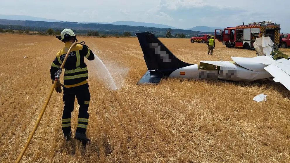 Accidente de avioneta en Viana. BOMBEROS DE NAVARRA