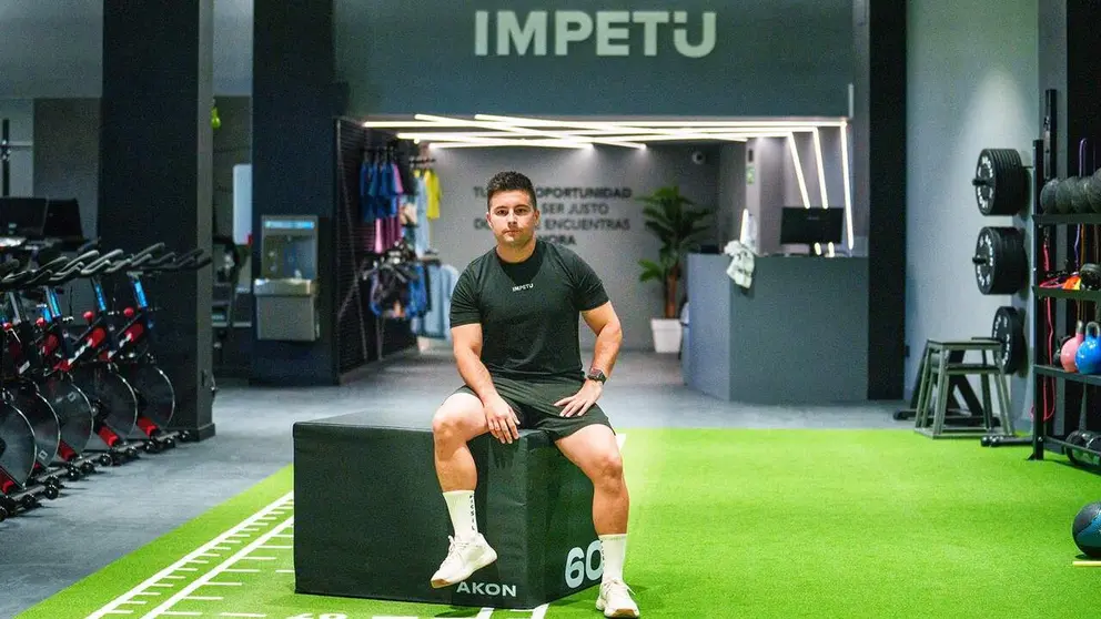 Ioritz Sanz en su gimnasio &Iacute;mpetu en Pamplona. Cedida.