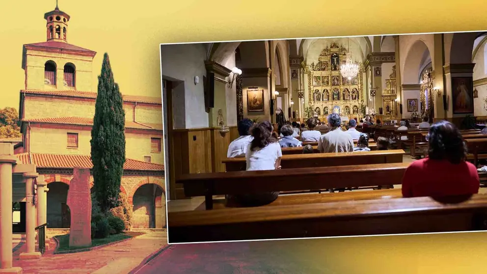 Fieles en la iglesia de Huarte durante la misa de Javier Aizp&uacute;n.