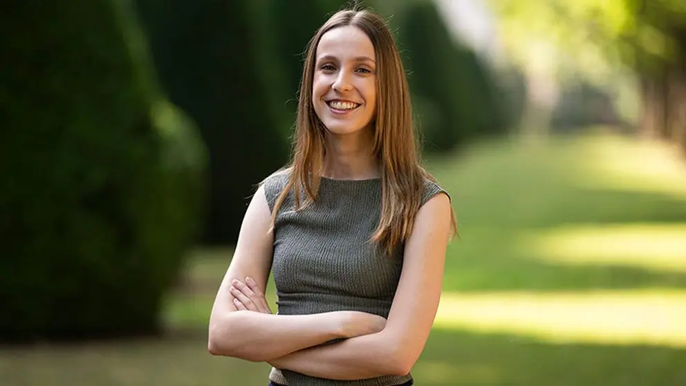 Laura Muro, fotografiada en la UPNA. UNIVERSIDAD P&Uacute;BLICA DE NAVARRA