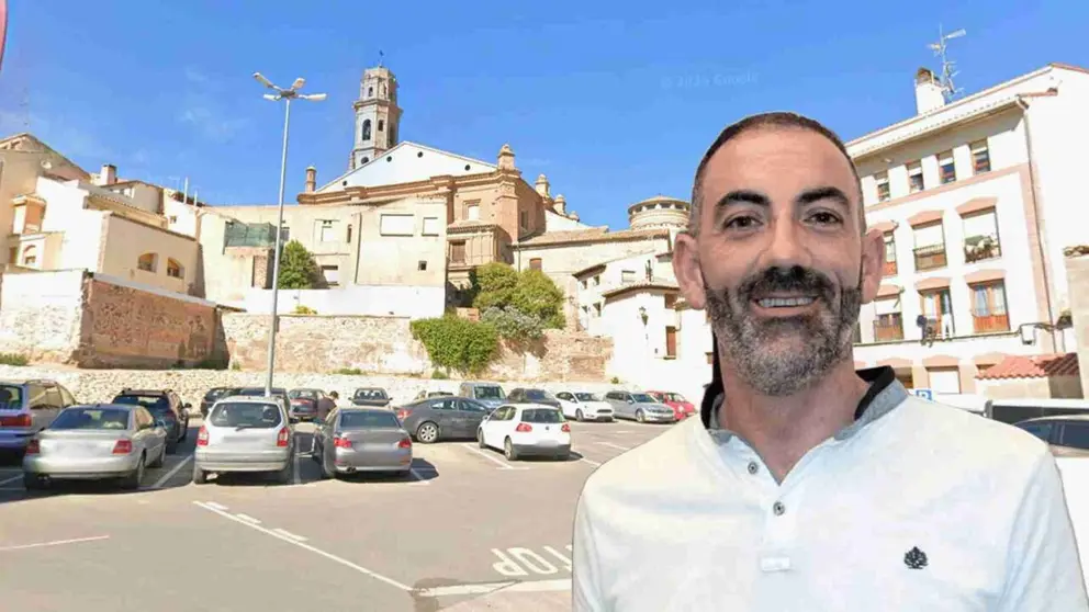Fotomontaje del alcalde de Corella, Gorka Garc&iacute;a Izal, sobre una imagen del parking de la calle San Francisco de Corella.