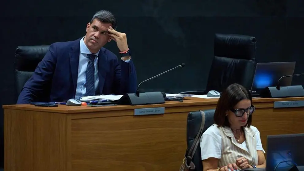 El presidente del PP de Navarra, Javier Garc&iacute;a, durante el debate de la moci&oacute;n. PARLAMENTO DE NAVARRA